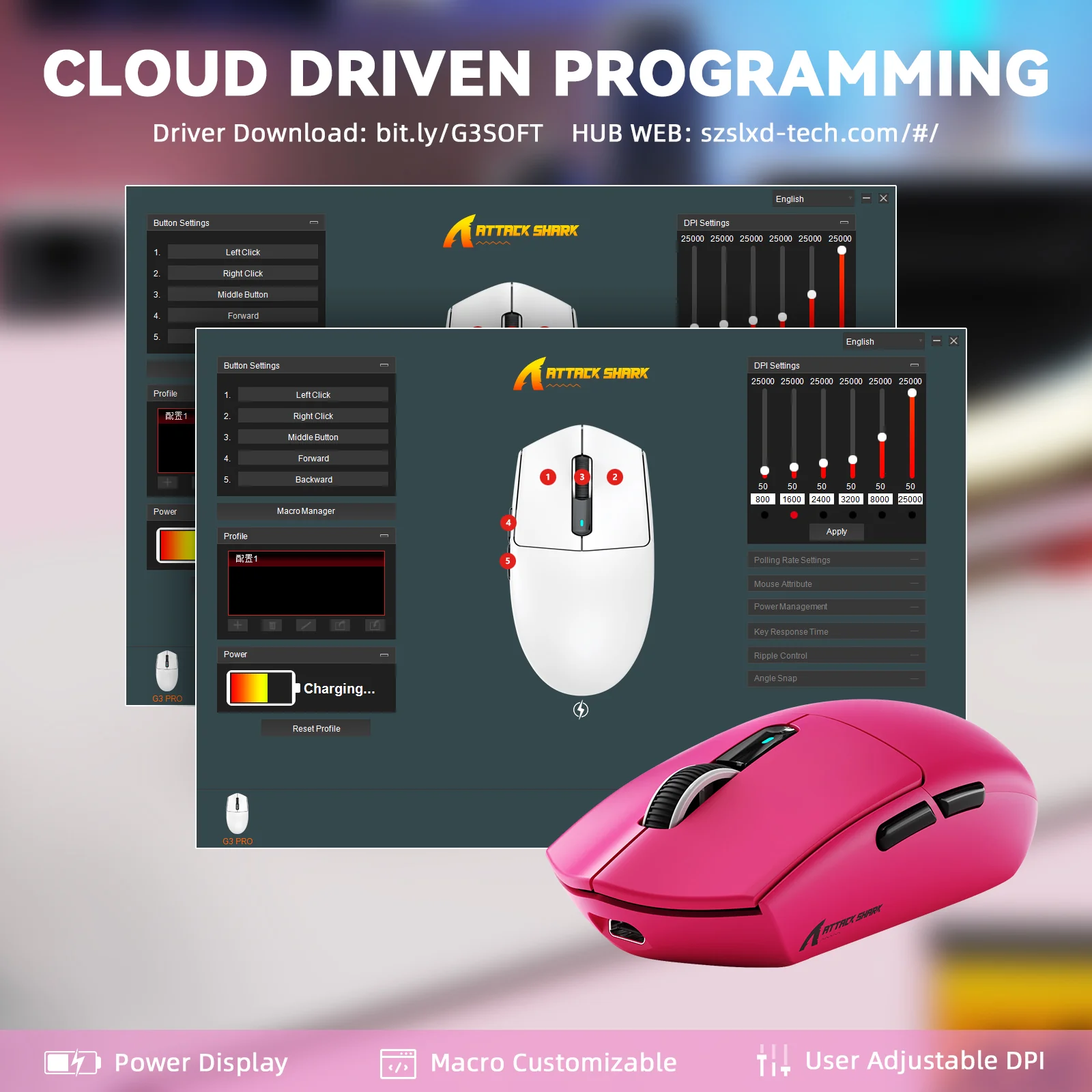 ATTACK SHARK G3 PRO Tri-mode Wireless Gaming Mouse with Charge Dock 25000 DPI Ultra Lightweight - Image 22