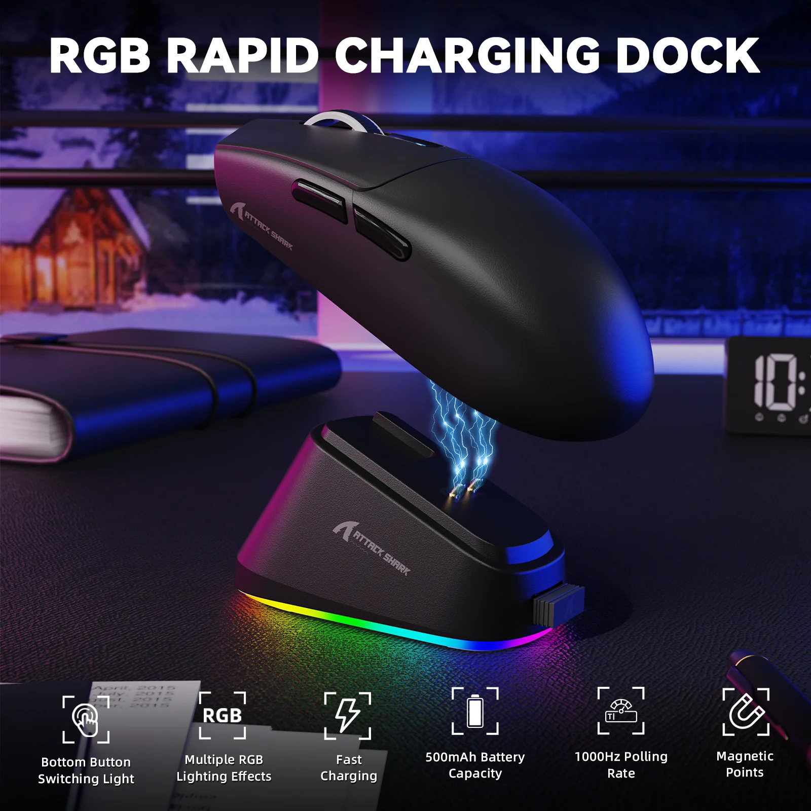 ATTACK SHARK G3 PRO Tri-mode Wireless Gaming Mouse with Charge Dock 25000 DPI Ultra Lightweight - Image 4