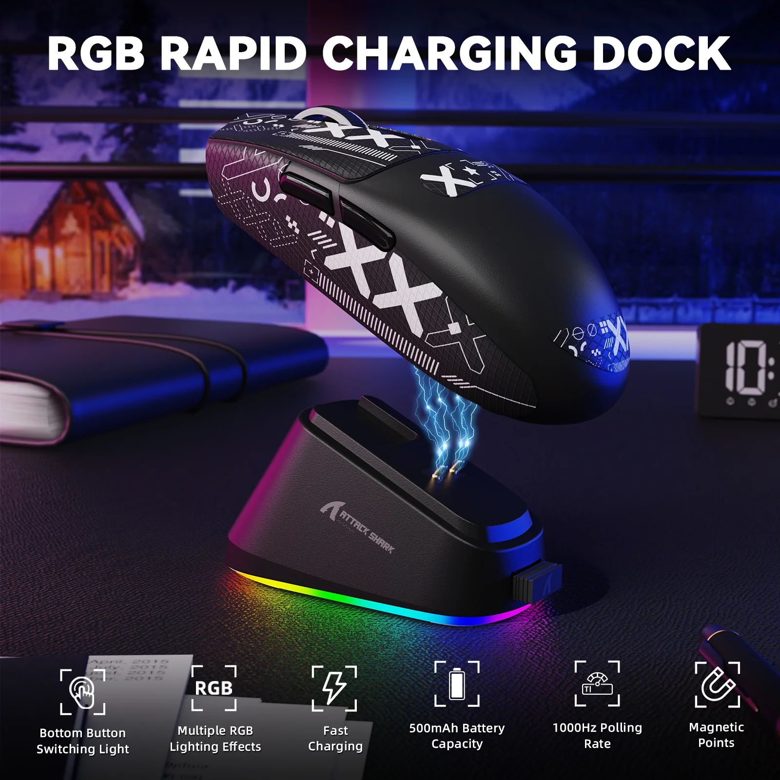 ATTACK SHARK G3 PRO Tri-mode Wireless Gaming Mouse with Charge Dock 25000 DPI Ultra Lightweight - Image 44