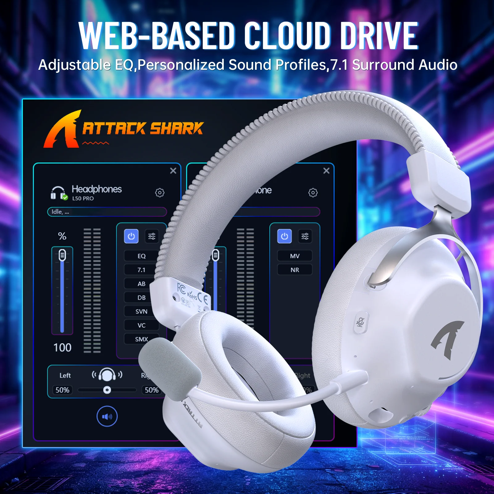 ATTACK SHARK L50PRO Tri-Mode Wireless Gaming Headset - Image 15