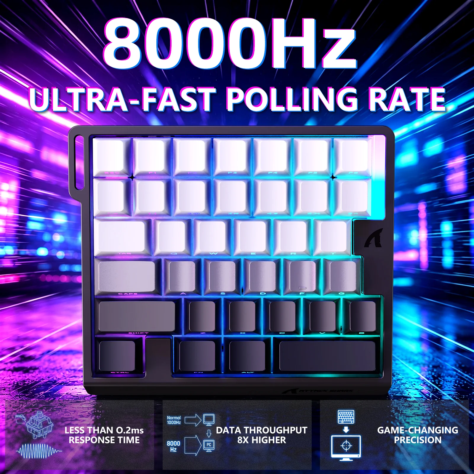 ATTACK SHARK M36 HE One-Handed Magnetic Switch Keyboard & C01 ULTRA LED Aviator Cable - Image 3