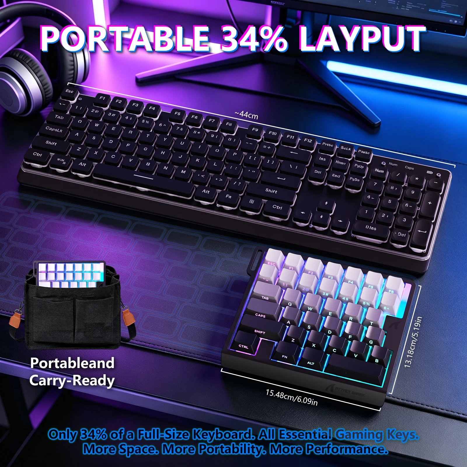 ATTACK SHARK M36 HE One-Handed Magnetic Switch Keyboard & C01 ULTRA LED Aviator Cable - Image 9