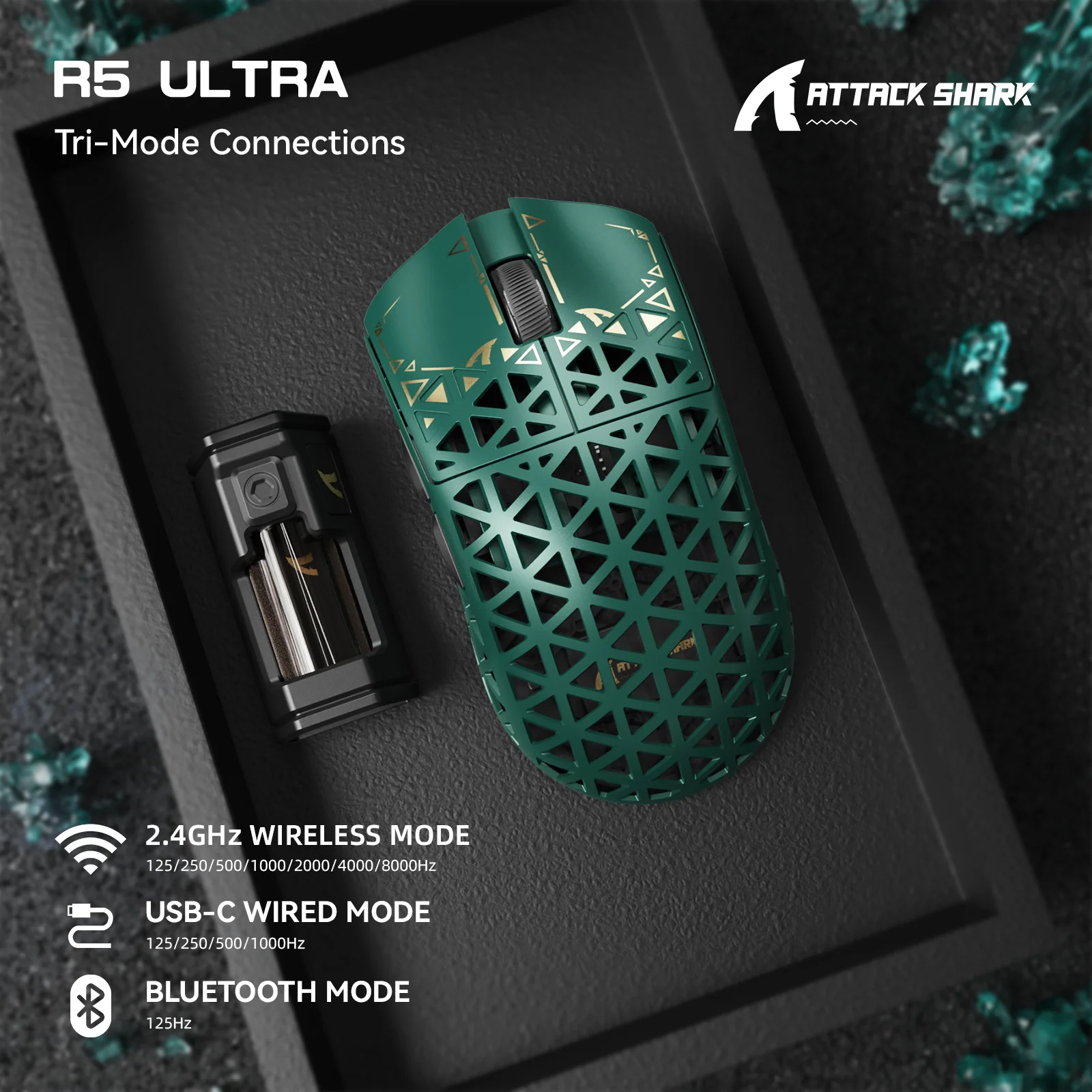 ATTACK SHARK R5 ULTRA Carbon Fiber Wireless 8K PAW3950MAX Gaming Mouse - Image 29