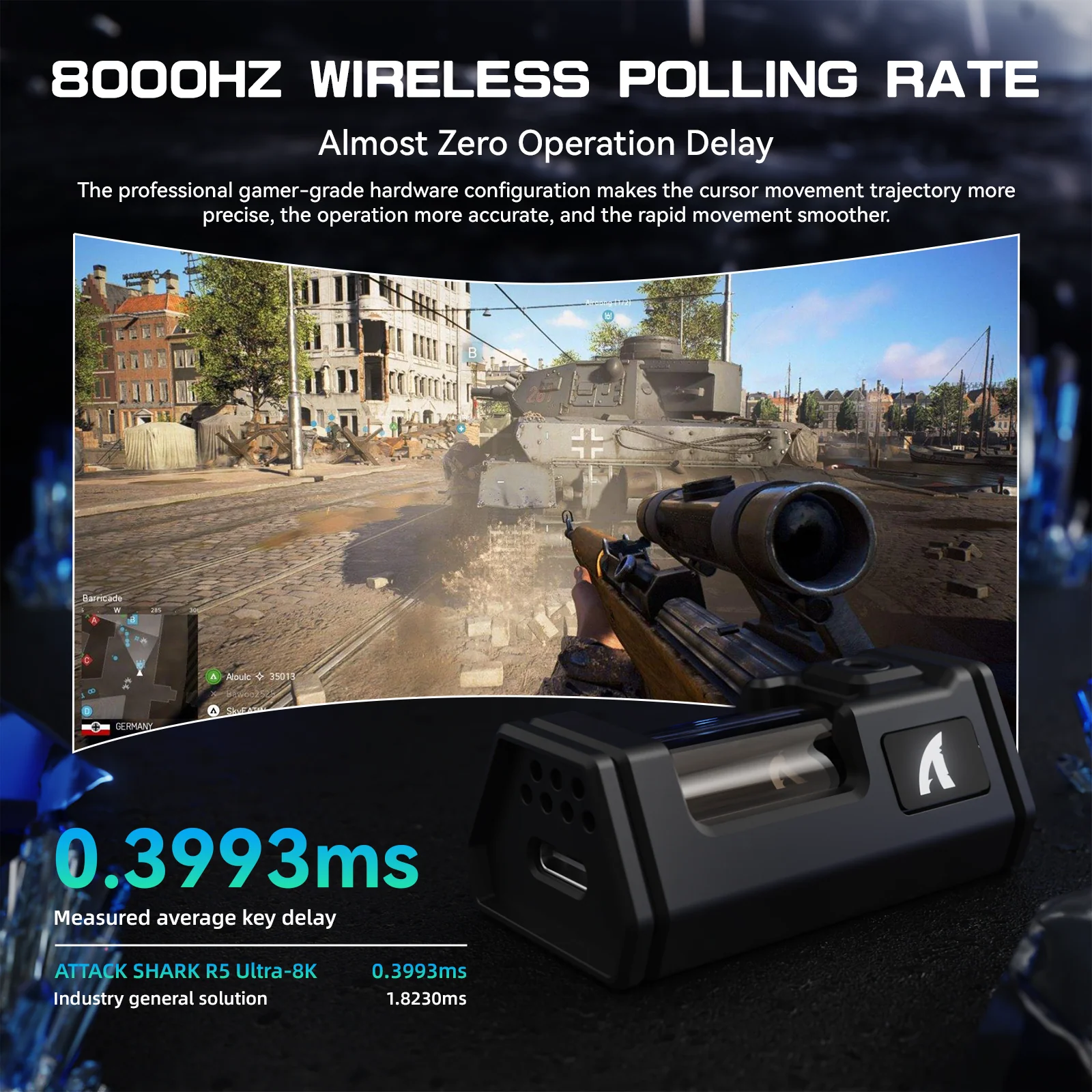 ATTACK SHARK R5 ULTRA Carbon Fiber Wireless 8K PAW3950MAX Gaming Mouse - Image 5