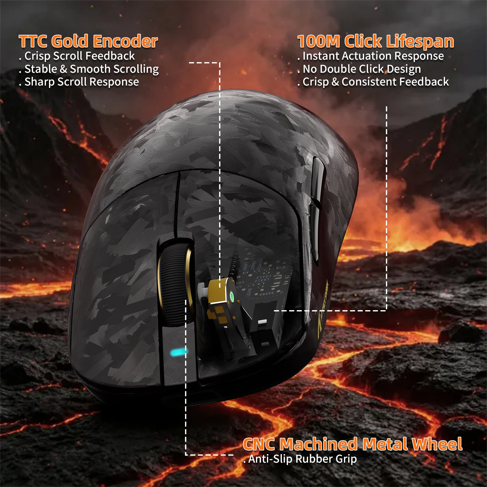 ATTACK SHARK RS3 ULTRA Carbon Fiber Wireless PAW3955MAX Gaming Mouse with C06 Ultra LED Cable - Image 12