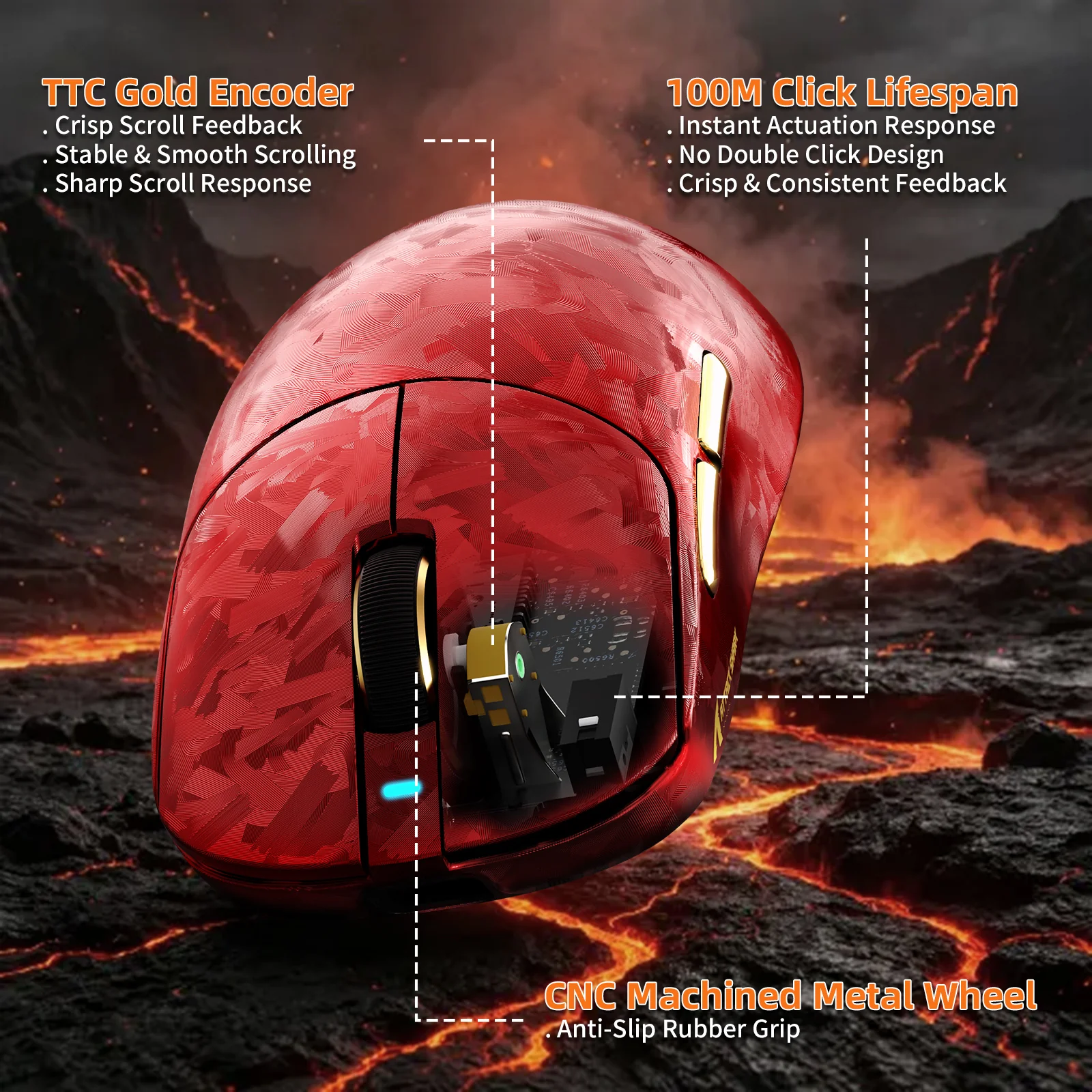 ATTACK SHARK RS3 ULTRA Carbon Fiber Wireless PAW3955MAX Gaming Mouse with C06 Ultra LED Cable - Image 18