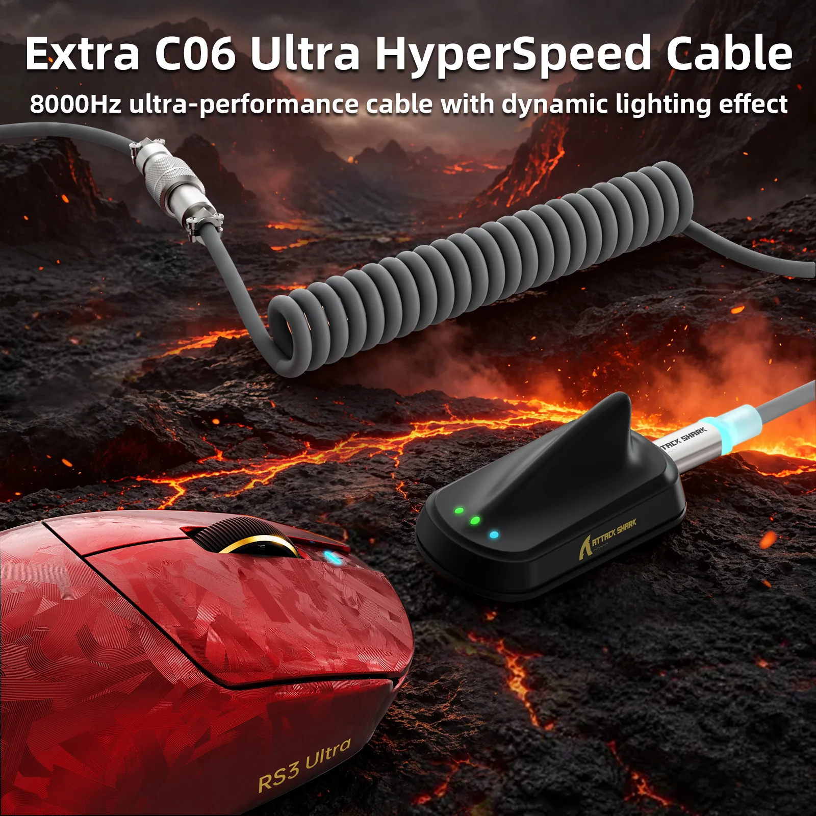 ATTACK SHARK RS3 ULTRA Carbon Fiber Wireless PAW3955MAX Gaming Mouse with C06 Ultra LED Cable - Image 23