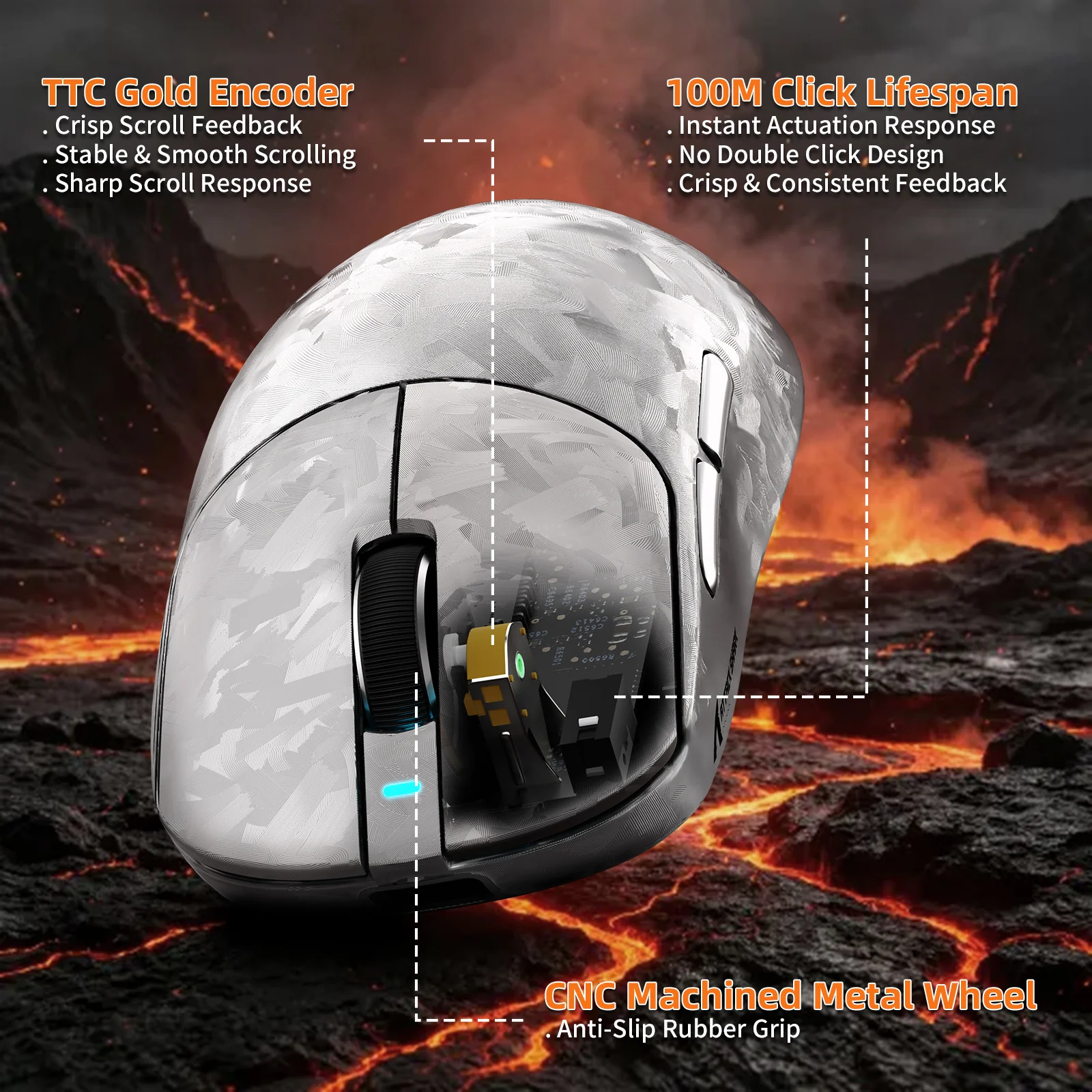 ATTACK SHARK RS3 ULTRA Carbon Fiber Wireless PAW3955MAX Gaming Mouse with C06 Ultra LED Cable - Image 4