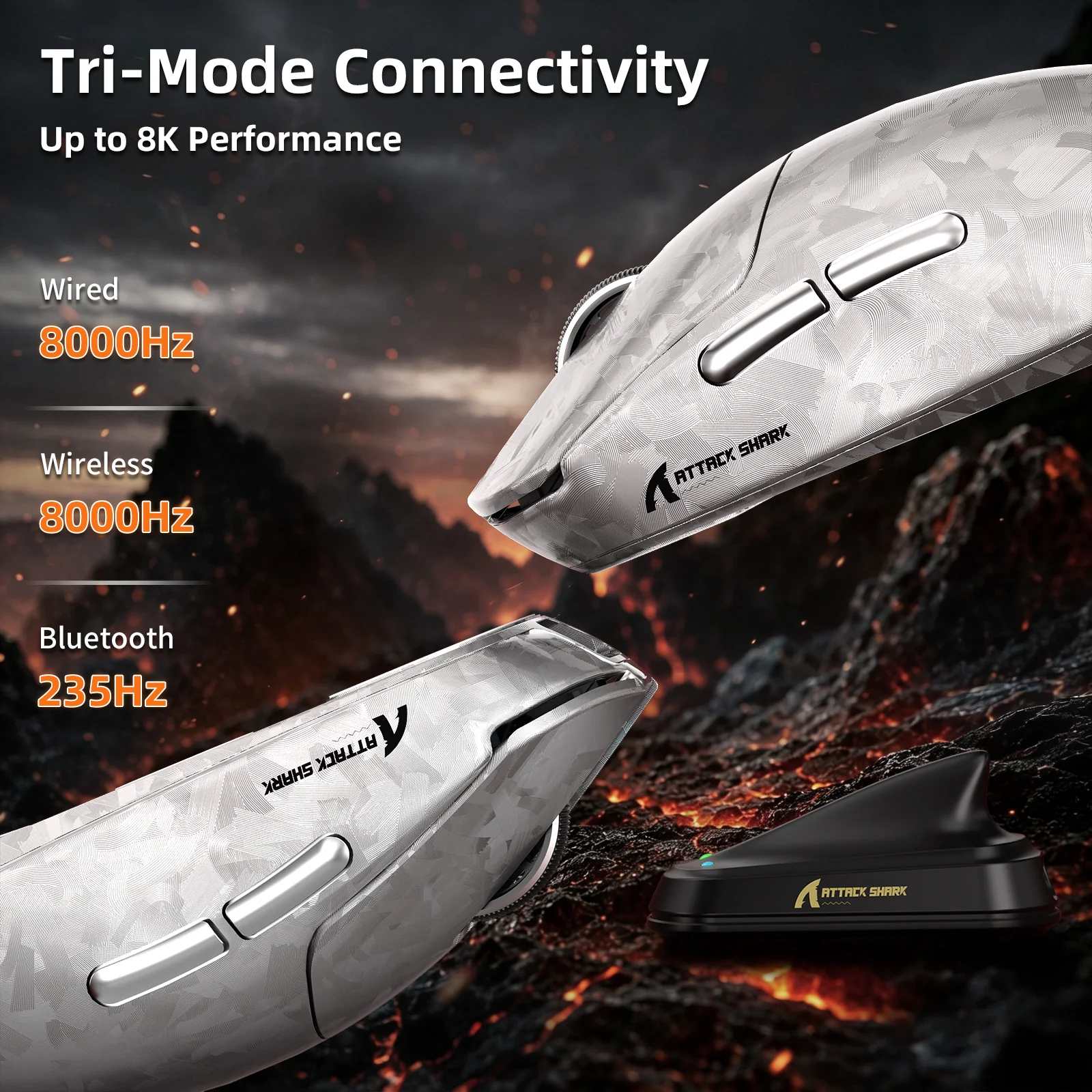 ATTACK SHARK RS3 ULTRA Carbon Fiber Wireless PAW3955MAX Gaming Mouse with C06 Ultra LED Cable - Image 6