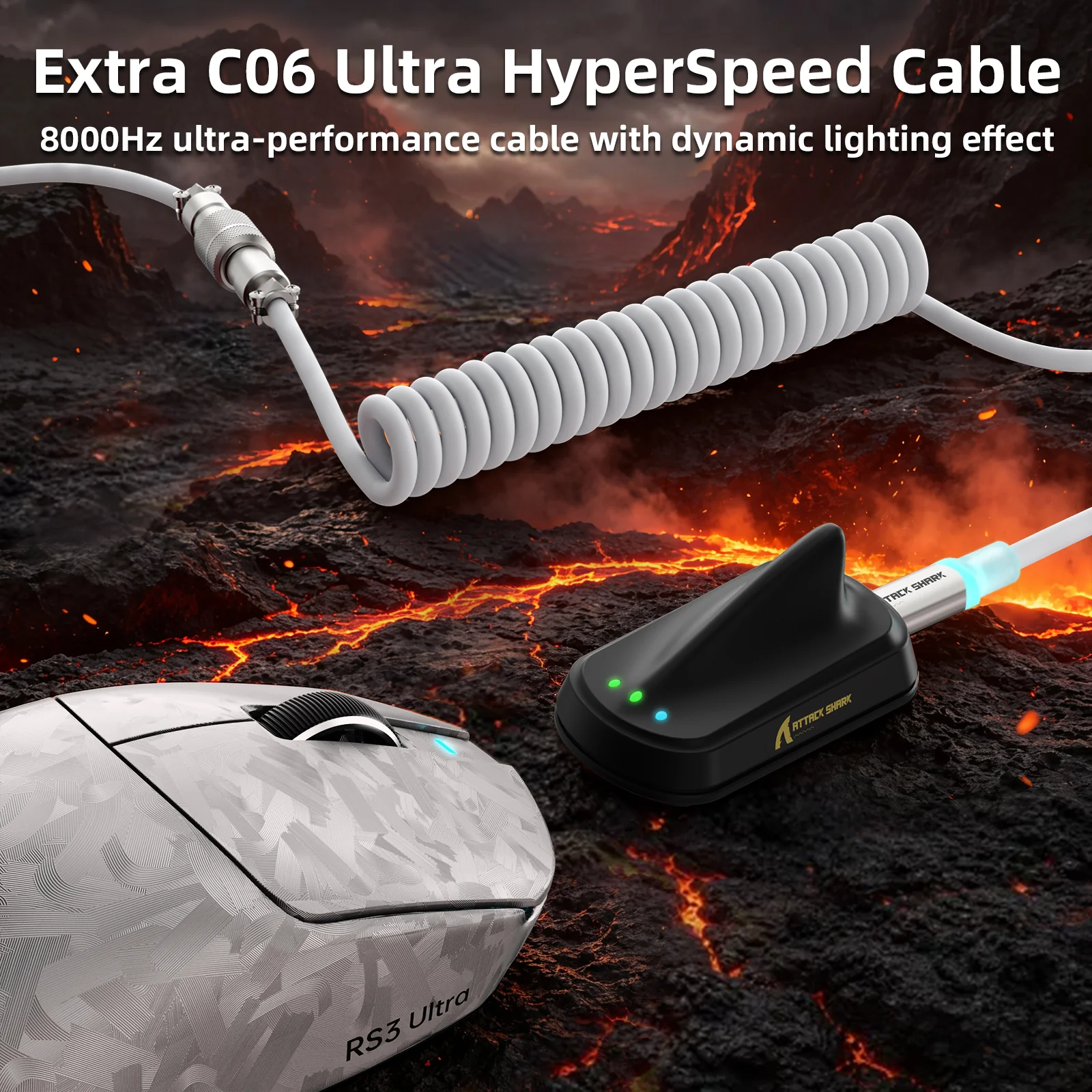 ATTACK SHARK RS3 ULTRA Carbon Fiber Wireless PAW3955MAX Gaming Mouse with C06 Ultra LED Cable - Image 9